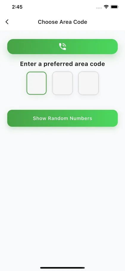 Step 01 — Pick your area code and number